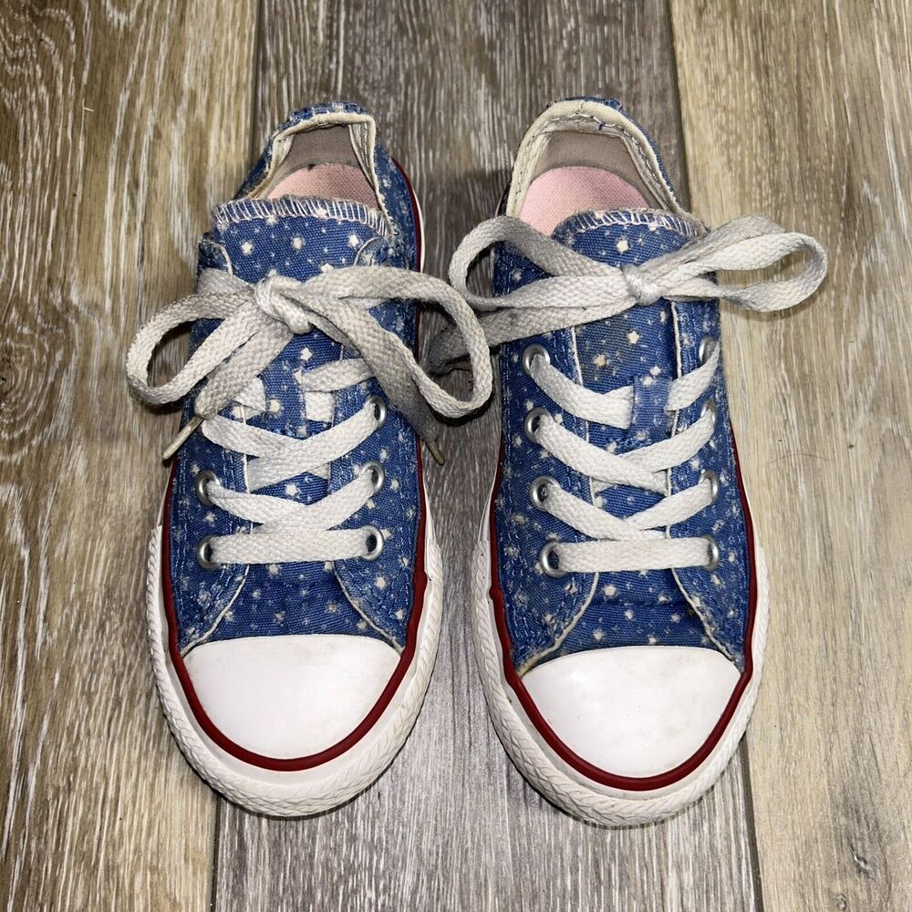 Converse Chuck Taylor Shoes 660714F Double Tongue Blue Polka Dot Youth Size 11 - Picture 5 of 13